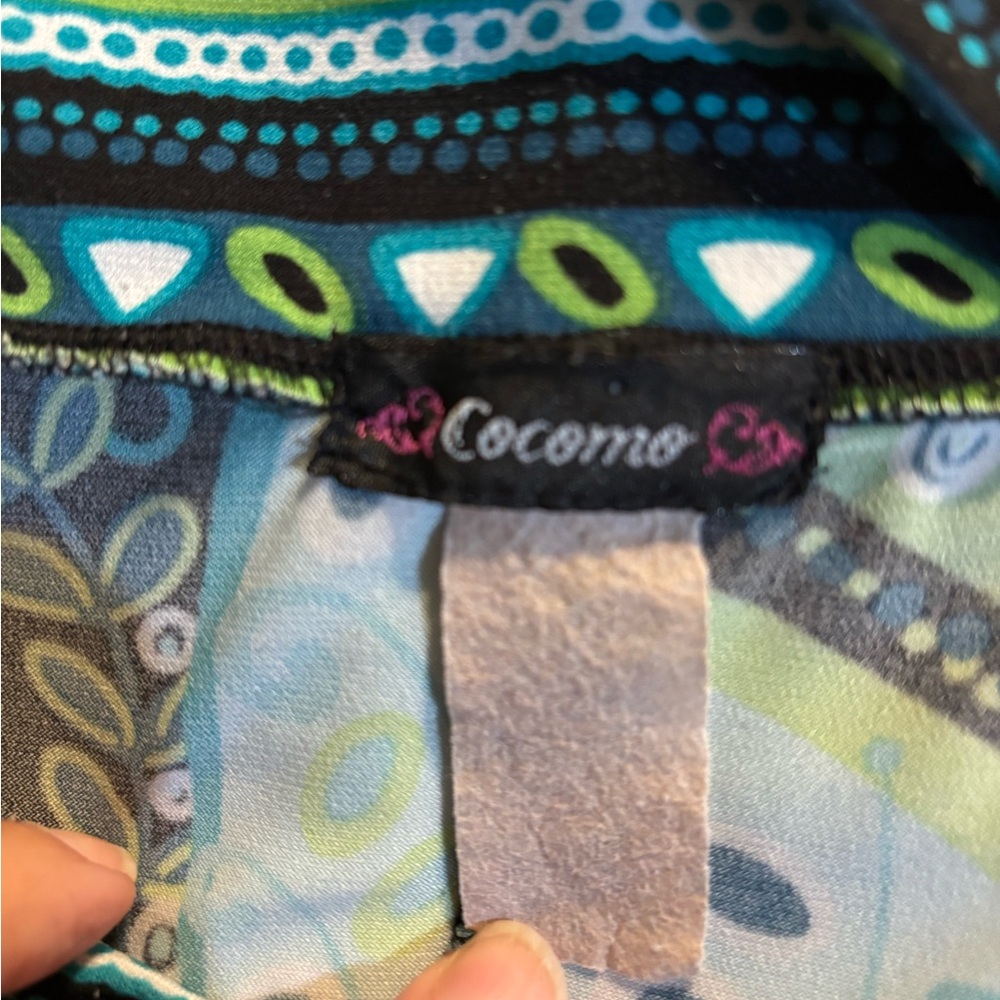 Cocomo Green and Blue Patterned Midi Dress Medium - Picture 2 of 7